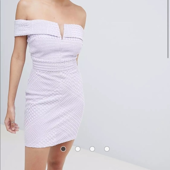 Missguided ASOS Bardot V Neck Bodycon Mini Peach Dress - Picture 7 of 10